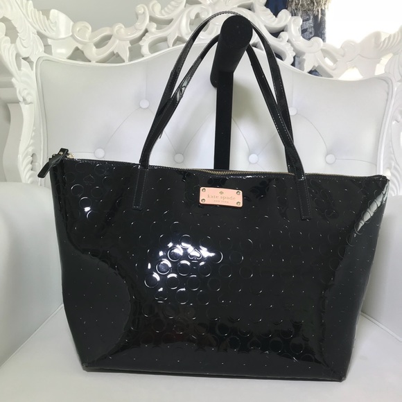 kate spade Handbags - LARGE BLACK PATENT LEATHER KATE SPADE TOTE